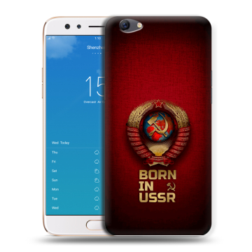 Силиконовый чехол на OPPO F3 Plus с принтом Флаг Герб СССР Силиконовый чехол на OPPO F3 Plus с принтом Флаг Герб СССР
