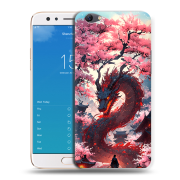 Силиконовый чехол на OPPO F3 Plus с принтом Дракон Японский