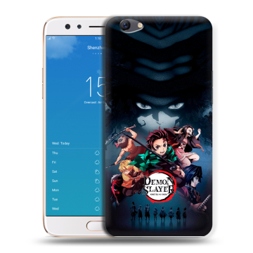 Силиконовый чехол на OPPO F3 Plus с принтом Demon Slayer Клинок рассекающий демонов
