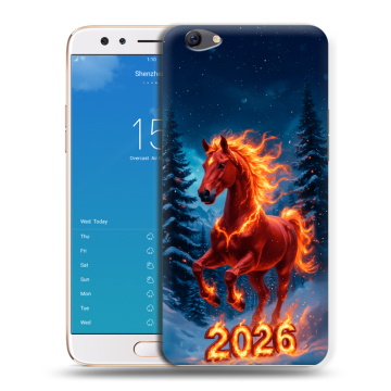 Силиконовый чехол на OPPO F3 Plus с принтом Новый год коня Силиконовый чехол на OPPO F3 Plus с принтом Новый год коня