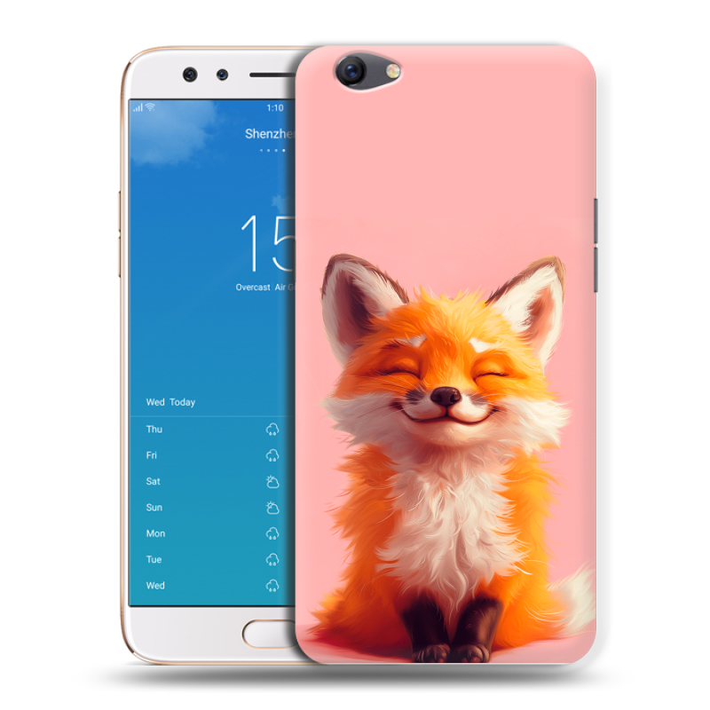 Пластиковый чехол на OPPO F3 Plus с принтом милая лиса Пластиковый чехол на OPPO F3 Plus с принтом милая лиса