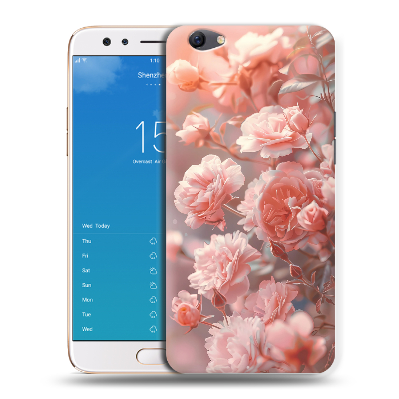 Пластиковый чехол на OPPO F3 Plus с принтом Розовые розы Пластиковый чехол на OPPO F3 Plus с принтом Розовые розы