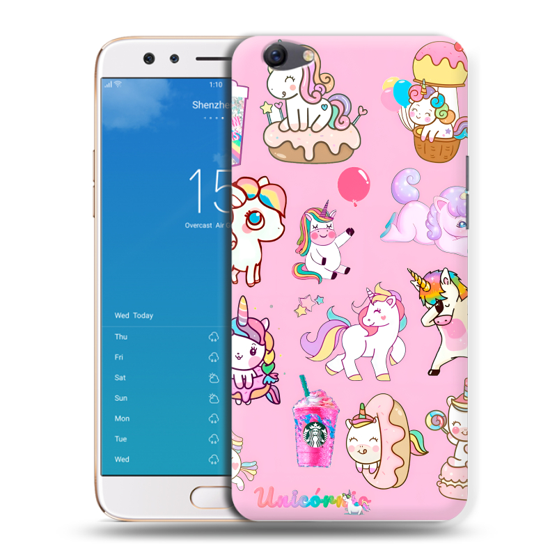 Силиконовый чехол на OPPO F3 Plus с принтом розовые единороги Силиконовый чехол на OPPO F3 Plus с принтом розовые единороги