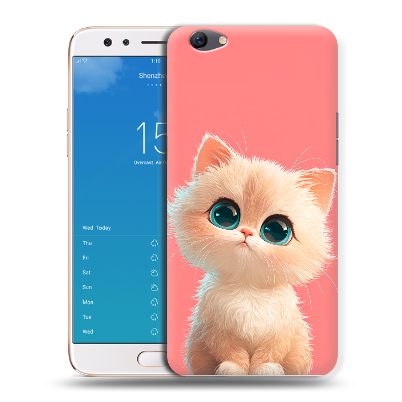 Силиконовый чехол на OPPO F3 Plus с принтом Розовый котенок Силиконовый чехол на OPPO F3 Plus с принтом Розовый котенок
