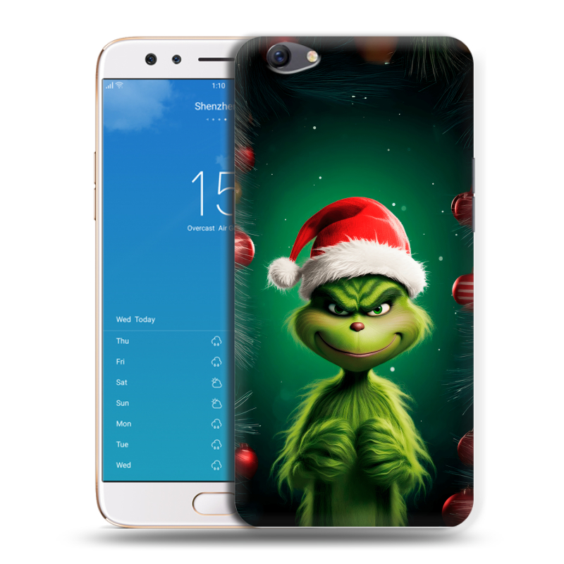 Силиконовый чехол на OPPO F3 Plus с принтом Гринч Новый год Рождество Силиконовый чехол на OPPO F3 Plus с принтом Гринч Новый год Рождество