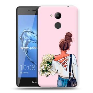 Пластиковый чехол на Huawei Honor 6C Pro с принтом Девушка и букет Пластиковый чехол на Huawei Honor 6C Pro с принтом Девушка и букет