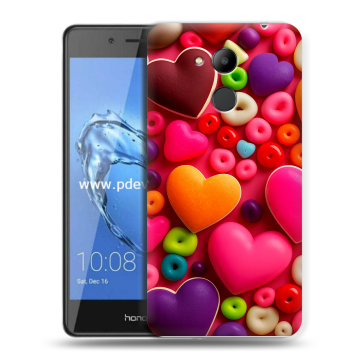 Пластиковый чехол на Huawei Honor 6C Pro с принтом Сердечки Пластиковый чехол на Huawei Honor 6C Pro с принтом Сердечки