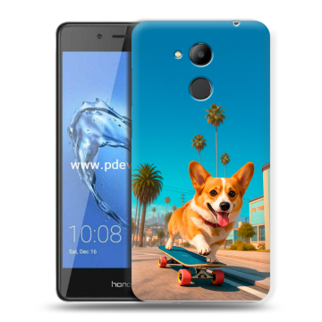 Пластиковый чехол на Huawei Honor 6C Pro с принтом Корги на скейте Пластиковый чехол на Huawei Honor 6C Pro с принтом Корги на скейте