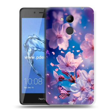 Пластиковый чехол на Huawei Honor 6C Pro с принтом цветы бабочки Пластиковый чехол на Huawei Honor 6C Pro с принтом цветы бабочки
