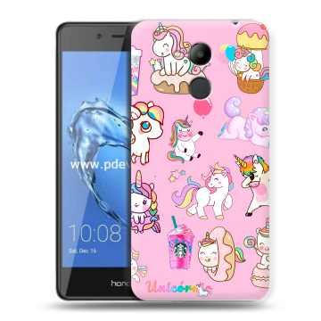 Пластиковый чехол на Huawei Honor 6C Pro с принтом розовые единороги Пластиковый чехол на Huawei Honor 6C Pro с принтом розовые единороги