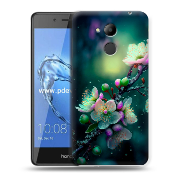 Пластиковый чехол на Huawei Honor 6C Pro с принтом Цветы и мрамор