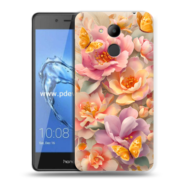 Пластиковый чехол на Huawei Honor 6C Pro с принтом Цветы и бабочки