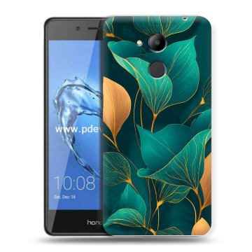 Пластиковый чехол на Huawei Honor 6C Pro с принтом Листья и золото