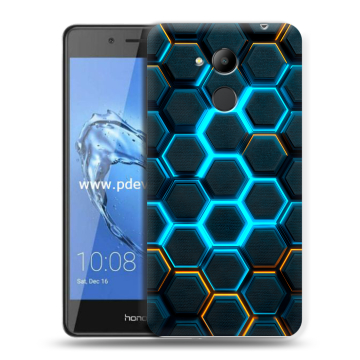 Пластиковый чехол на Huawei Honor 6C Pro с принтом Неоновые соты