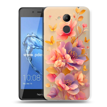 Пластиковый чехол на Huawei Honor 6C Pro с принтом Цветы и бабочки