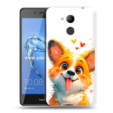 Пластиковый чехол на Huawei Honor 6C Pro с принтом корги Пластиковый чехол на Huawei Honor 6C Pro с принтом корги