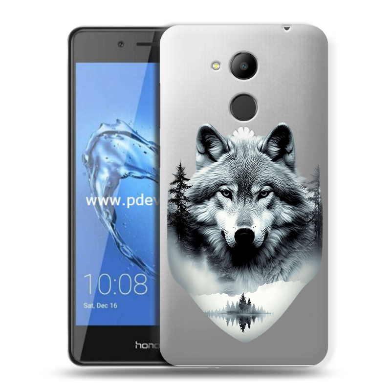 Пластиковый чехол на Huawei Honor 6C Pro с принтом Волк в лесу Пластиковый чехол на Huawei Honor 6C Pro с принтом Волк в лесу