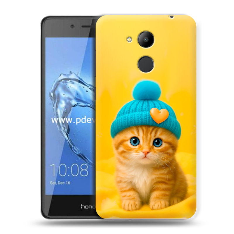 Пластиковый чехол на Huawei Honor 6C Pro с принтом Котенок в шапке Пластиковый чехол на Huawei Honor 6C Pro с принтом Котенок в шапке