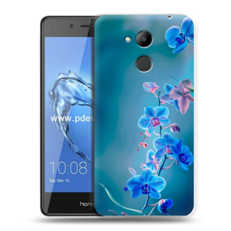 Пластиковый чехол на Huawei Honor 6C Pro с принтом Голубые цветы Пластиковый чехол на Huawei Honor 6C Pro с принтом Голубые цветы