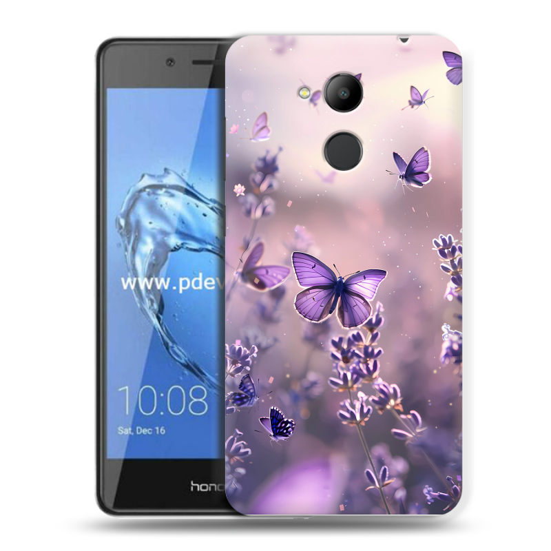 Пластиковый чехол на Huawei Honor 6C Pro с принтом бабочки и лаванда Пластиковый чехол на Huawei Honor 6C Pro с принтом бабочки и лаванда