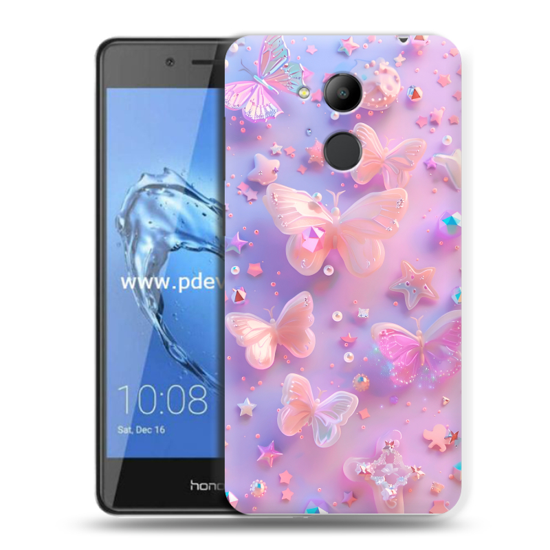 Пластиковый чехол на Huawei Honor 6C Pro с принтом Бабочки Пластиковый чехол на Huawei Honor 6C Pro с принтом Бабочки