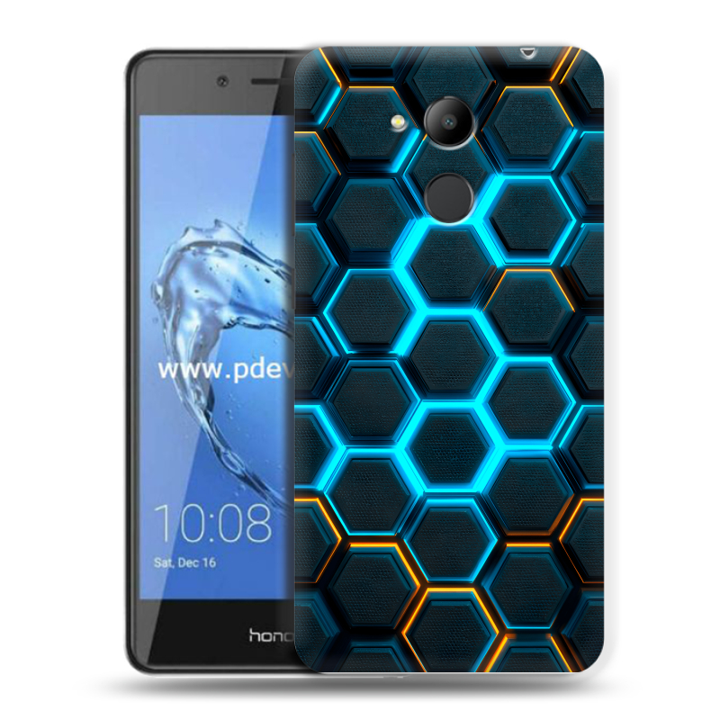 Пластиковый чехол на Huawei Honor 6C Pro с принтом Неоновые соты Пластиковый чехол на Huawei Honor 6C Pro с принтом Неоновые соты