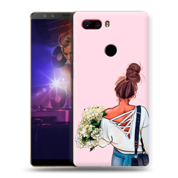 Пластиковый чехол на ZTE Nubia Z17S с принтом Девушка и букет