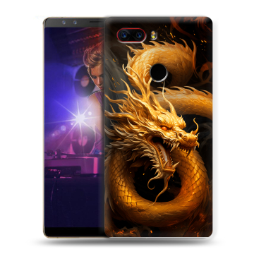 Пластиковый чехол на ZTE Nubia Z17S с принтом Золотой дракон