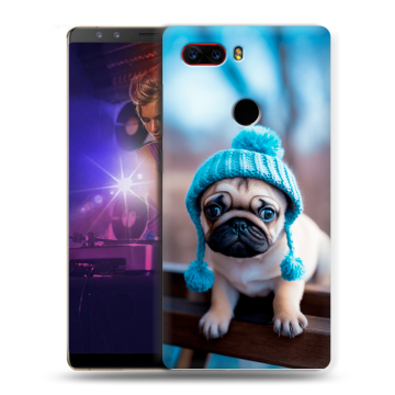 Пластиковый чехол на ZTE Nubia Z17S с принтом Мопс в шапке