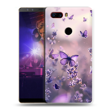 Пластиковый чехол на ZTE Nubia Z17S с принтом бабочки и лаванда