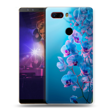 Пластиковый чехол на ZTE Nubia Z17S с принтом голубые орхидеи