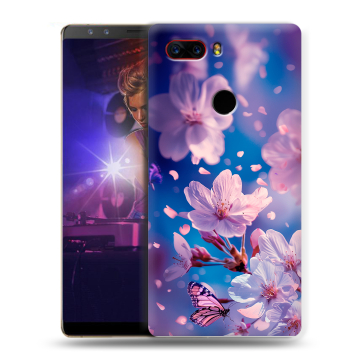 Пластиковый чехол на ZTE Nubia Z17S с принтом цветы бабочки