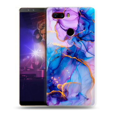 Пластиковый чехол на ZTE Nubia Z17S с принтом синий мрамор
