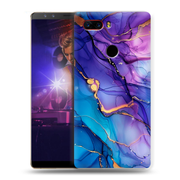 Пластиковый чехол на ZTE Nubia Z17S с принтом синий мрамор