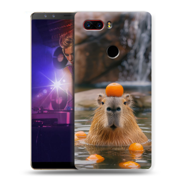 Пластиковый чехол на ZTE Nubia Z17S с принтом Капибара с апельсином