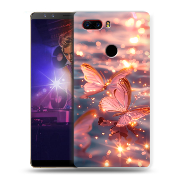 Пластиковый чехол на ZTE Nubia Z17S с принтом бабочки розовые