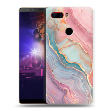Пластиковый чехол на ZTE Nubia Z17S с принтом розовый мрамор