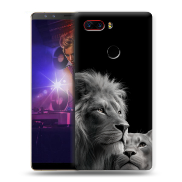 Пластиковый чехол на ZTE Nubia Z17S с принтом Лев кошки