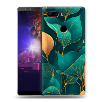 Пластиковый чехол на ZTE Nubia Z17S с принтом Листья и золото