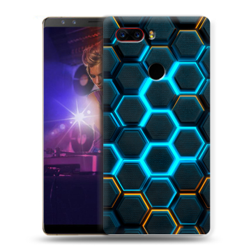 Пластиковый чехол на ZTE Nubia Z17S с принтом Неоновые соты
