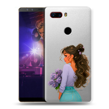 Пластиковый чехол на ZTE Nubia Z17S с принтом девушка цветы