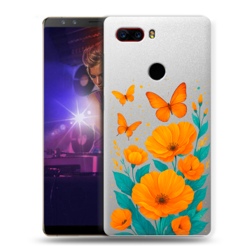 Пластиковый чехол на ZTE Nubia Z17S с принтом цветы бабочки