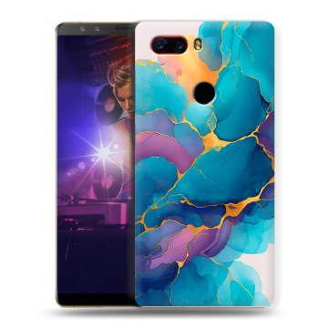 Пластиковый чехол на ZTE Nubia Z17S с принтом Мрамор блестки