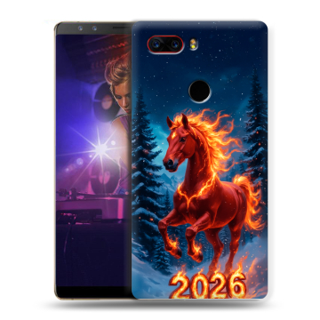 Пластиковый чехол на ZTE Nubia Z17S с принтом Новый год коня