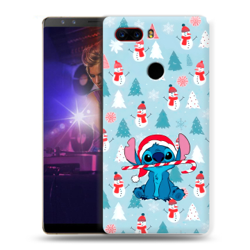 Пластиковый чехол на ZTE Nubia Z17S с принтом Стич Новый год