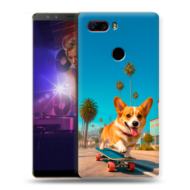 Пластиковый чехол на ZTE Nubia Z17S с принтом Корги на скейте Пластиковый чехол на ZTE Nubia Z17S с принтом Корги на скейте