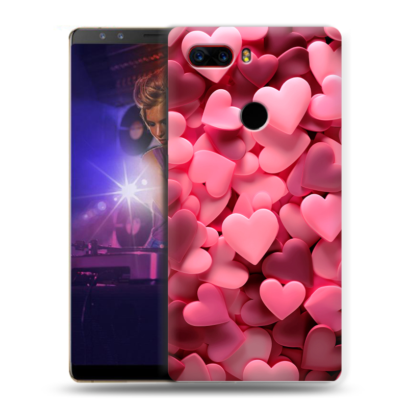 Пластиковый чехол на ZTE Nubia Z17S с принтом розовые сердечки Пластиковый чехол на ZTE Nubia Z17S с принтом розовые сердечки