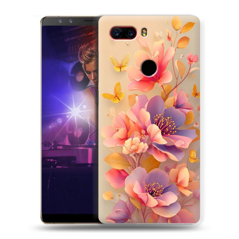 Пластиковый чехол на ZTE Nubia Z17S с принтом Цветы и бабочки Пластиковый чехол на ZTE Nubia Z17S с принтом Цветы и бабочки