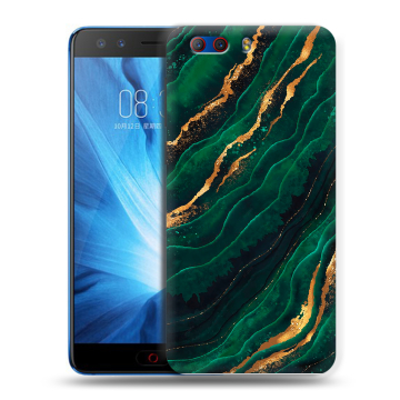 Силиконовый чехол на ZTE Nubia Z17 MiniS с принтом Мрамор зеленое золото