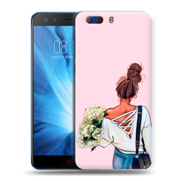 Силиконовый чехол на ZTE Nubia Z17 MiniS с принтом Девушка и букет